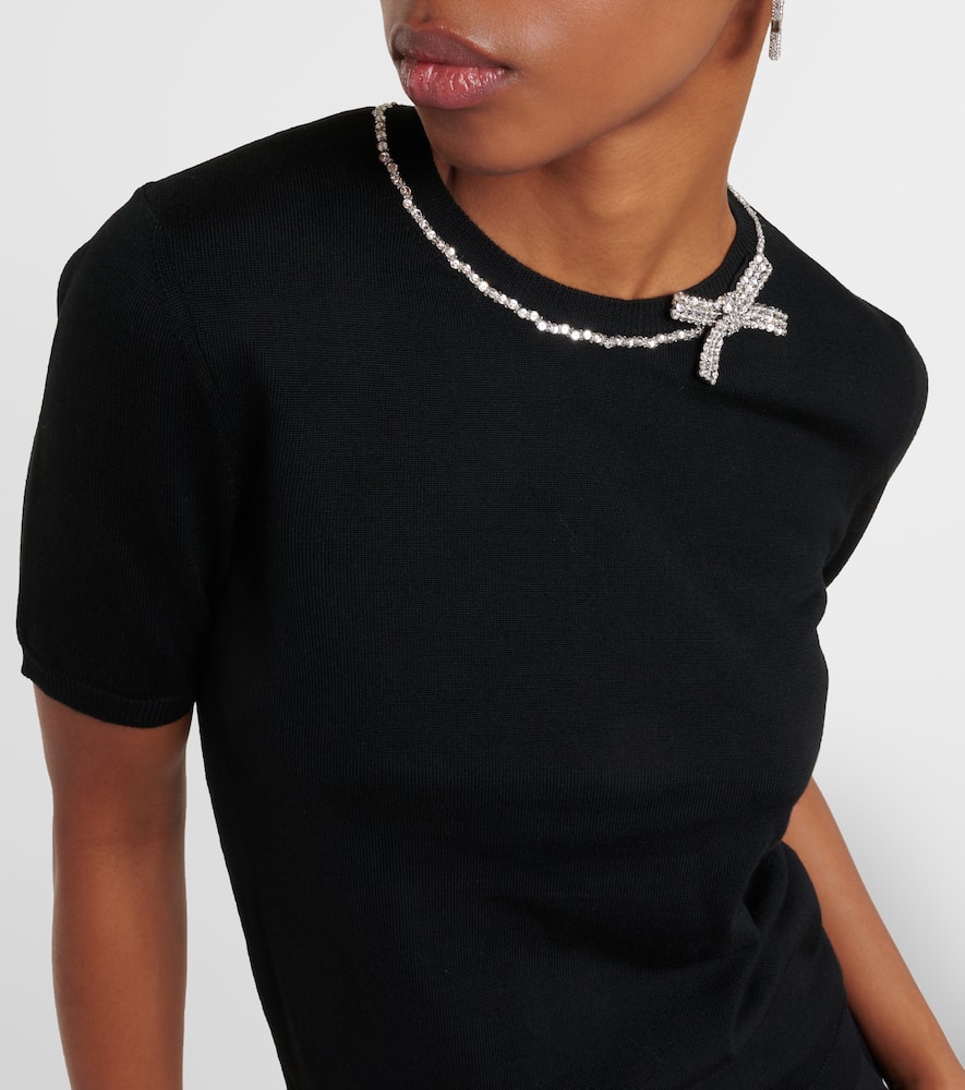 Embellished virgin wool top