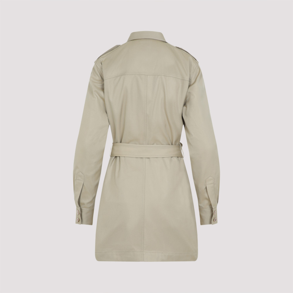 Beige Cotton Safari Mini Dress