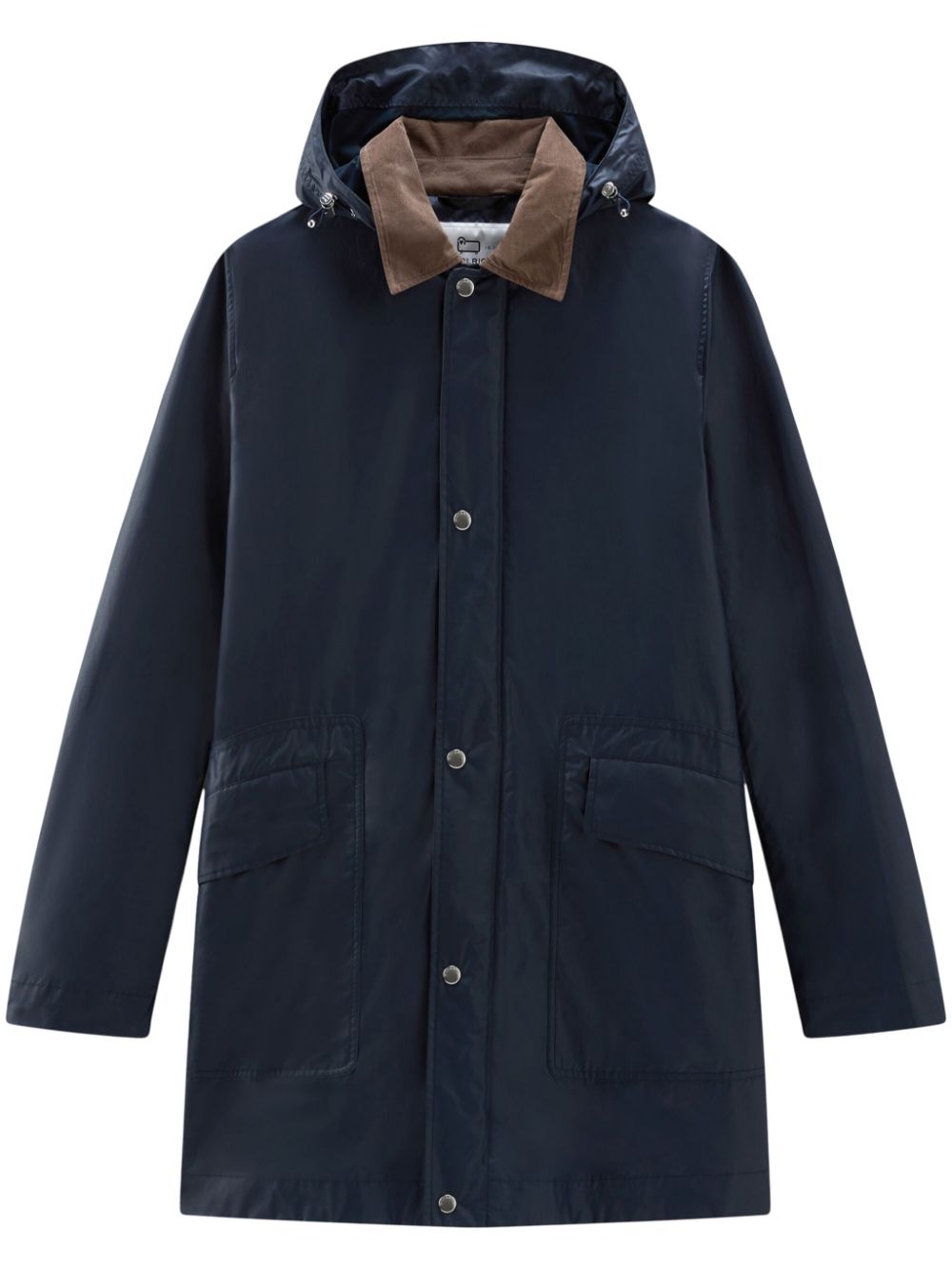 Hooded waxed coat - Blue