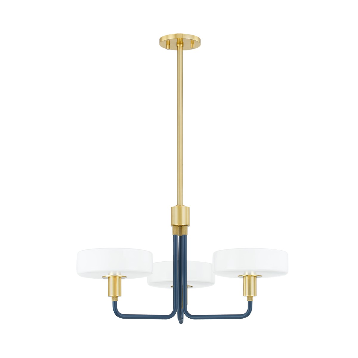 Aston 3-Light Chandelier in Aged Brass with Slate Blue