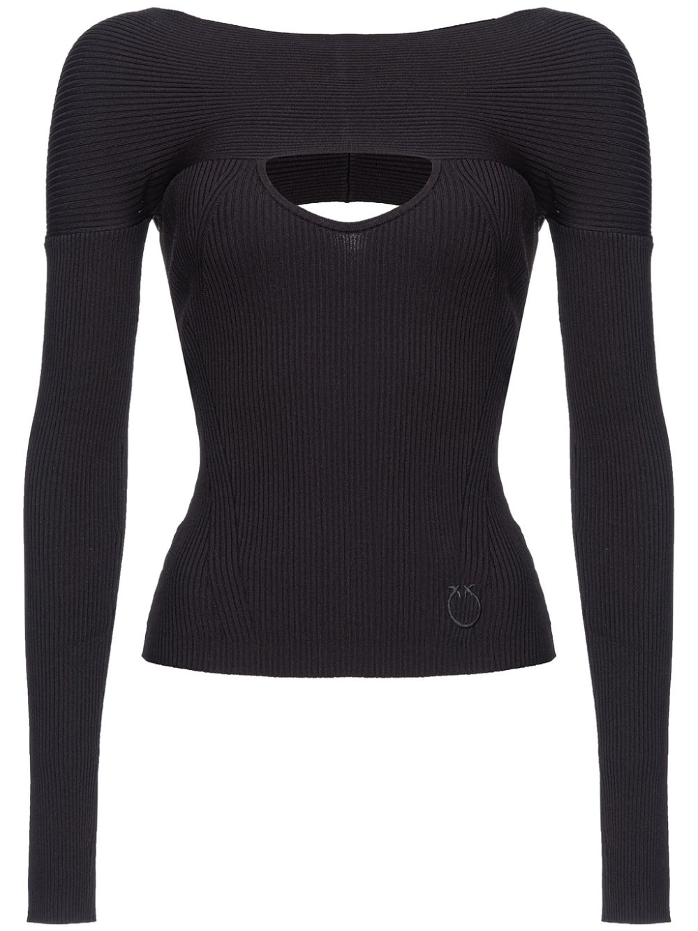 Cut-out ribbed-knit jumper - Black