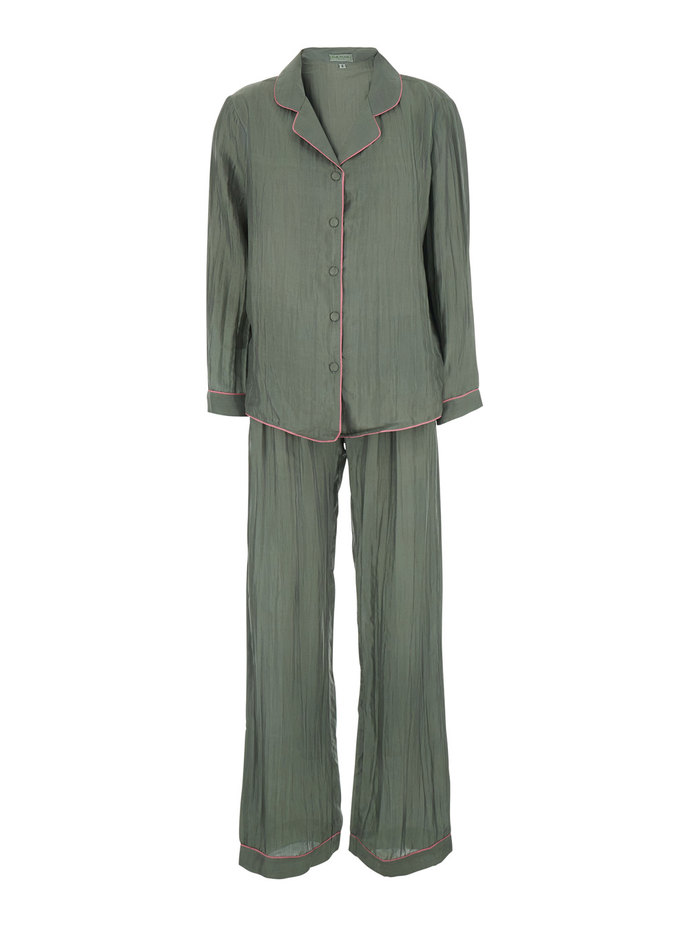 Pajama Set Pijamasetwithbagl779 Green With Elegant Details Fabric Women Suits - Women