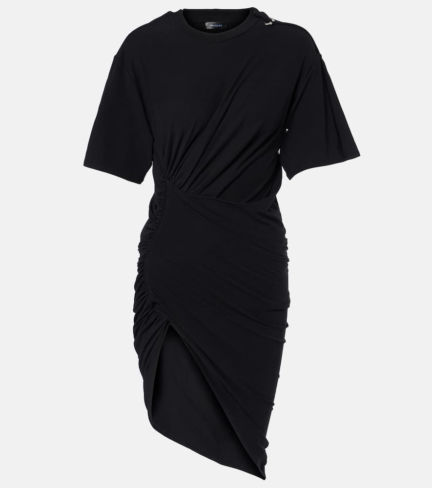 Draped cotton-blend jersey minidress