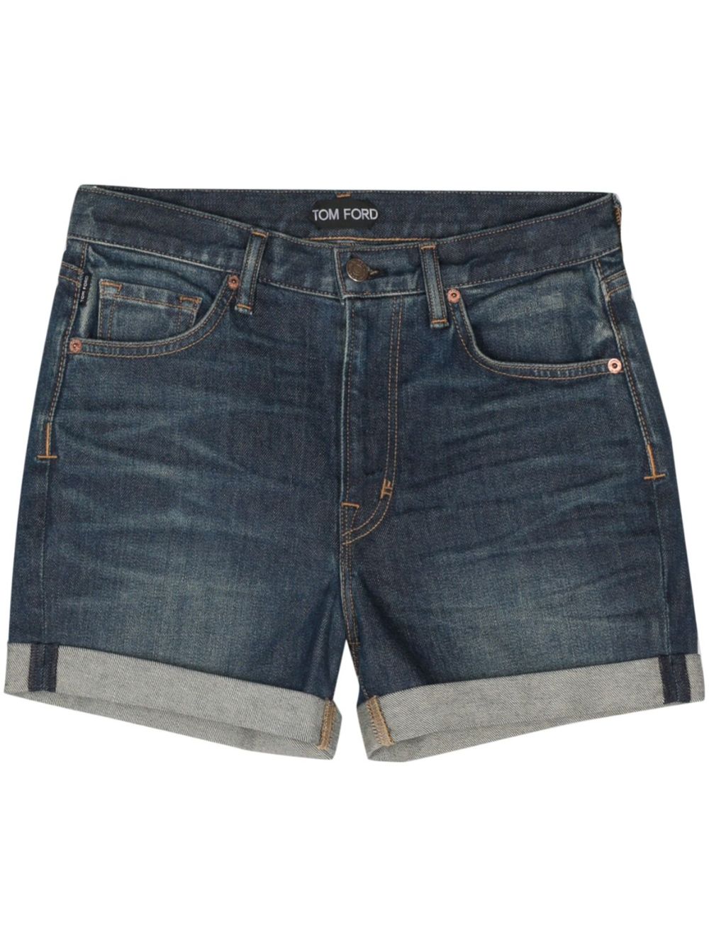 Logo-patch denim shorts - Blue