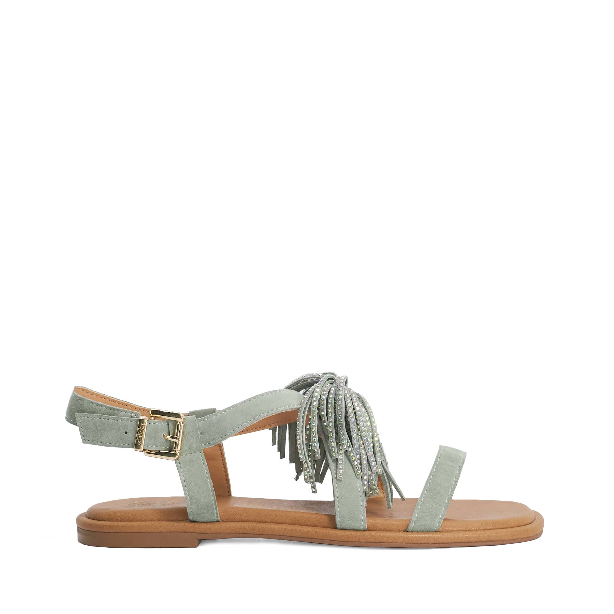 Dune London Womens Ladies Lysia - Suede Tasselled Sandals - Green