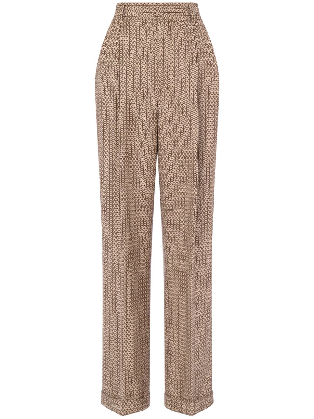 Geometric-print virgin-wool trousers - Neutrals
