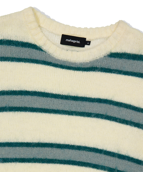 HAIRY STRIPE KNIT SWEATER IVORY