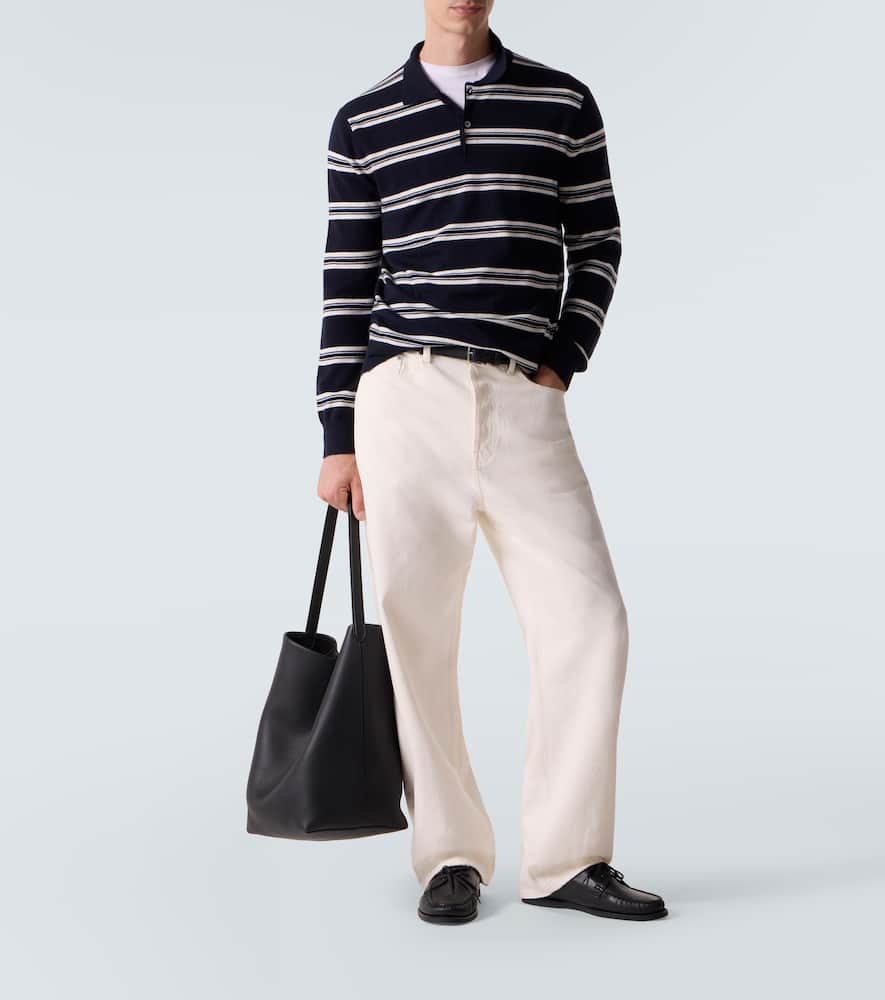 Mr Swansea striped cashmere polo sweater