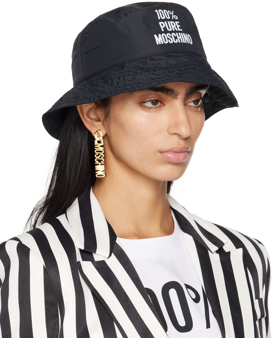 Moschino Black '100% Pure Moschino' Nylon Bucket Hat