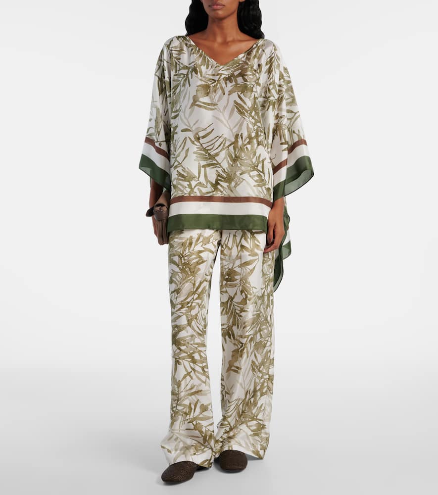 Printed silk kaftan