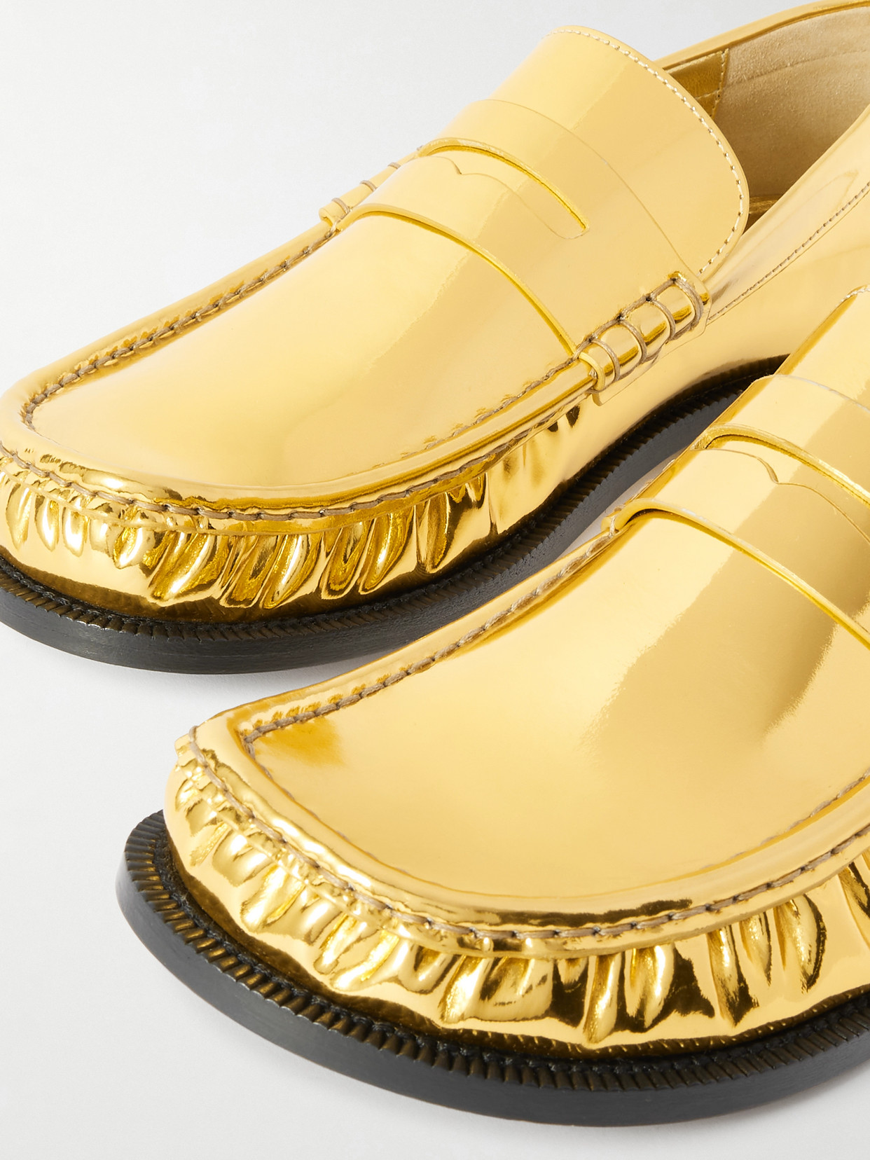 Campo Mirrored-leather Penny Loafers - Gold