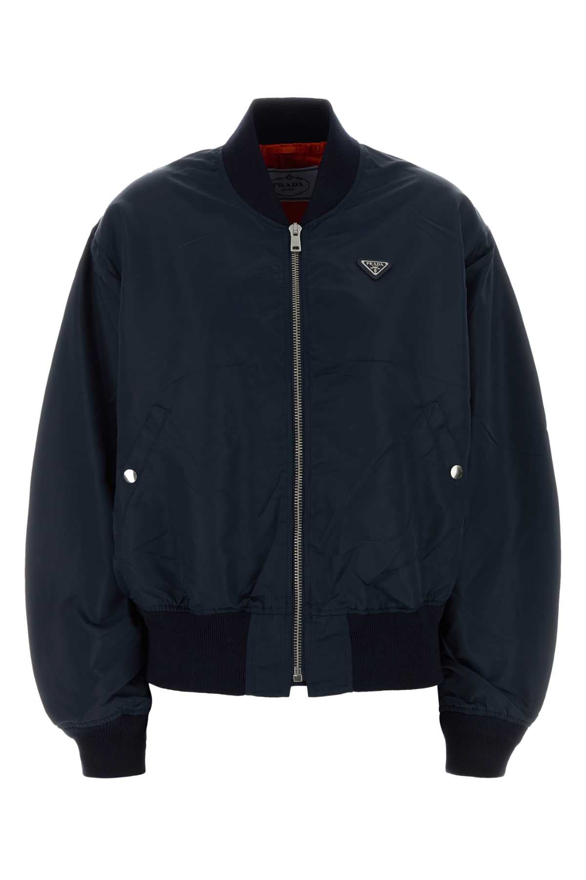 Nylon Twill Bomber Jacket — Navy