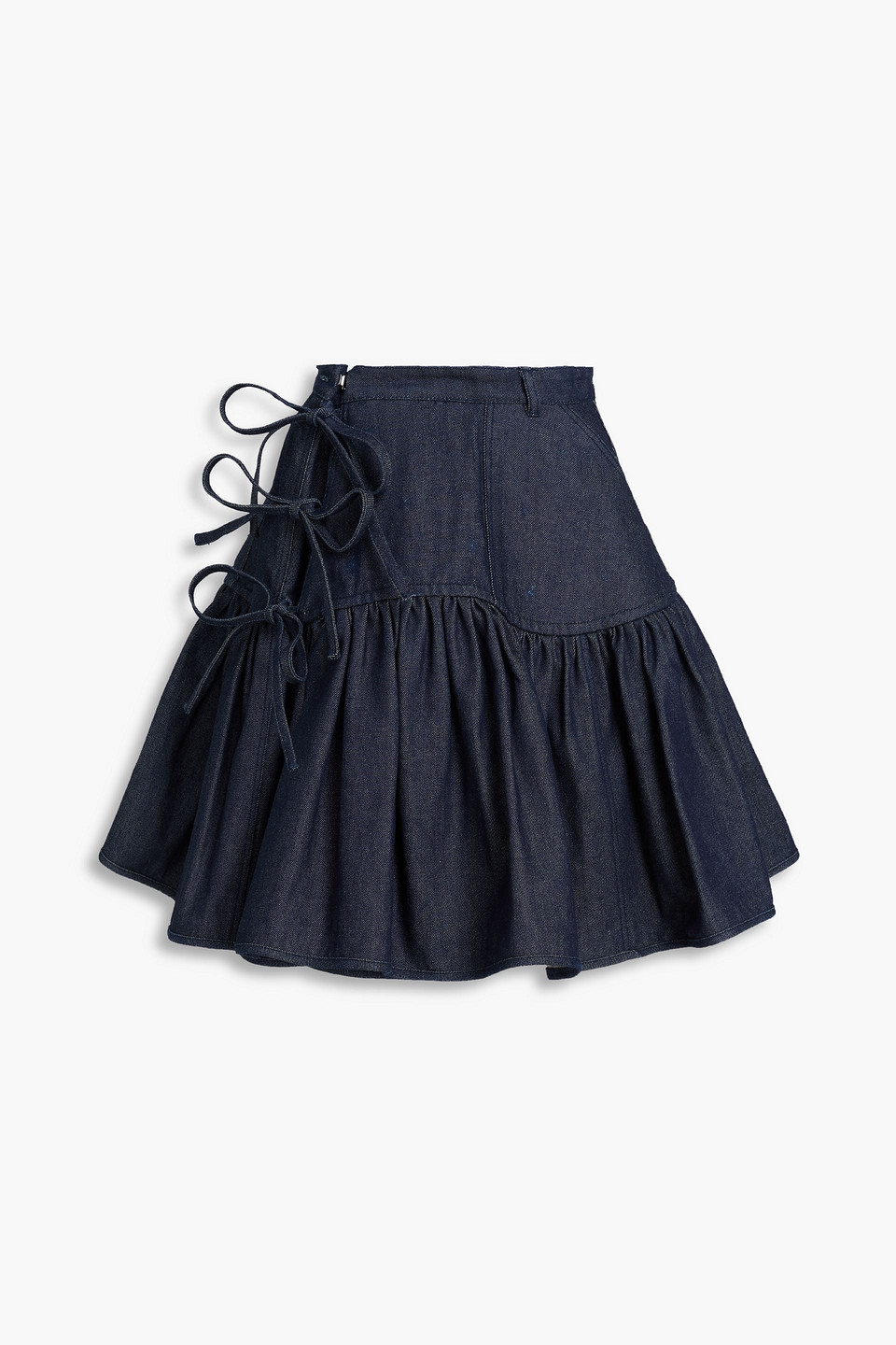 Oprah tie-detailed denim skirt - Blue - UK 12
