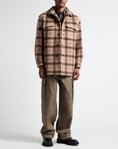 Hevò Man Shirt Beige Size 36 Wool, Polyester