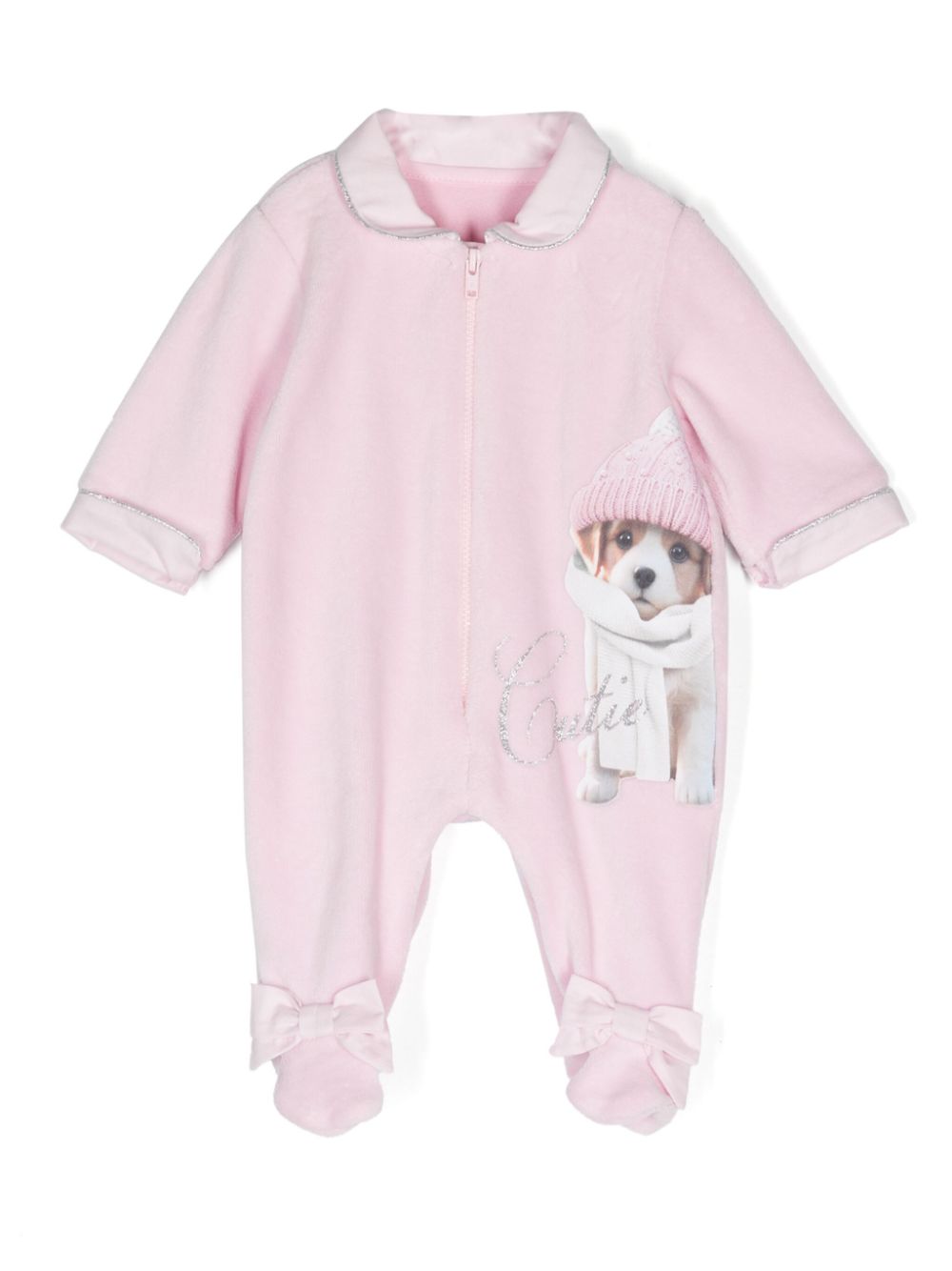 Dog-print bow-detail pyjamas - Pink