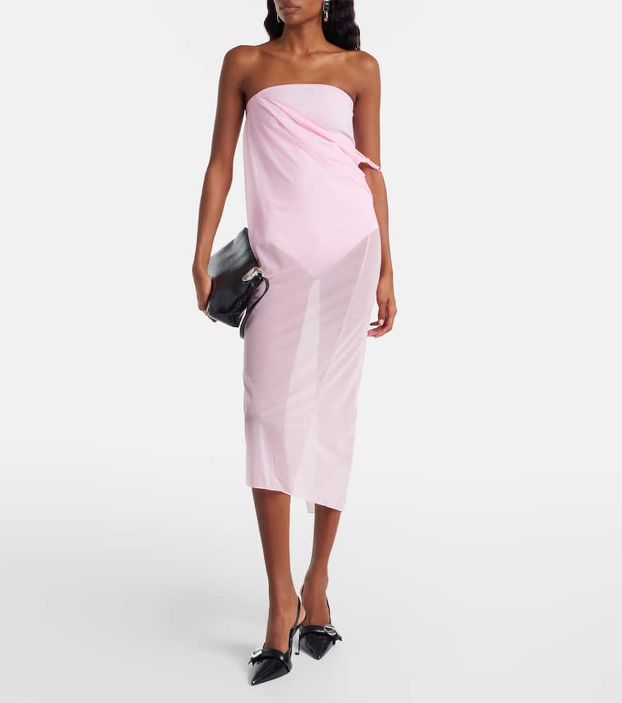 Courrèges Draped sheer jersey crêpe midi dress
