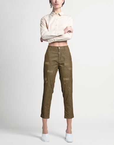 Woman Pants Military green Size 32 Cotton, Polyester, Elastane