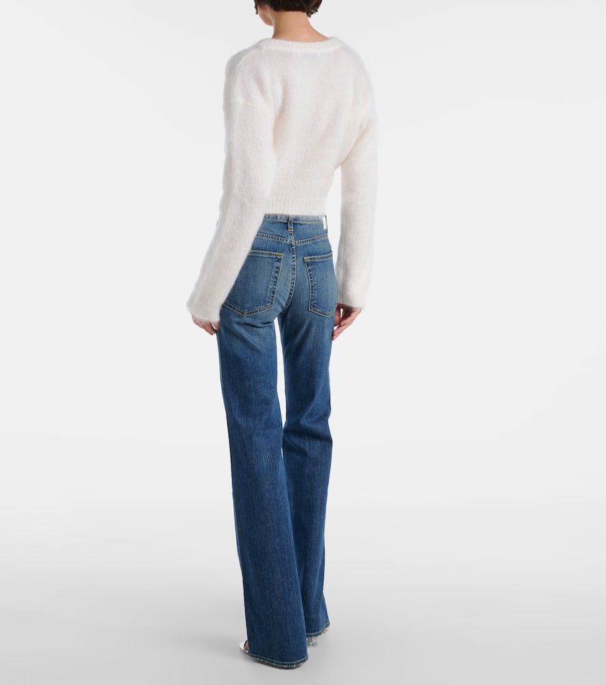 Embroidered mohair-blend cardigan