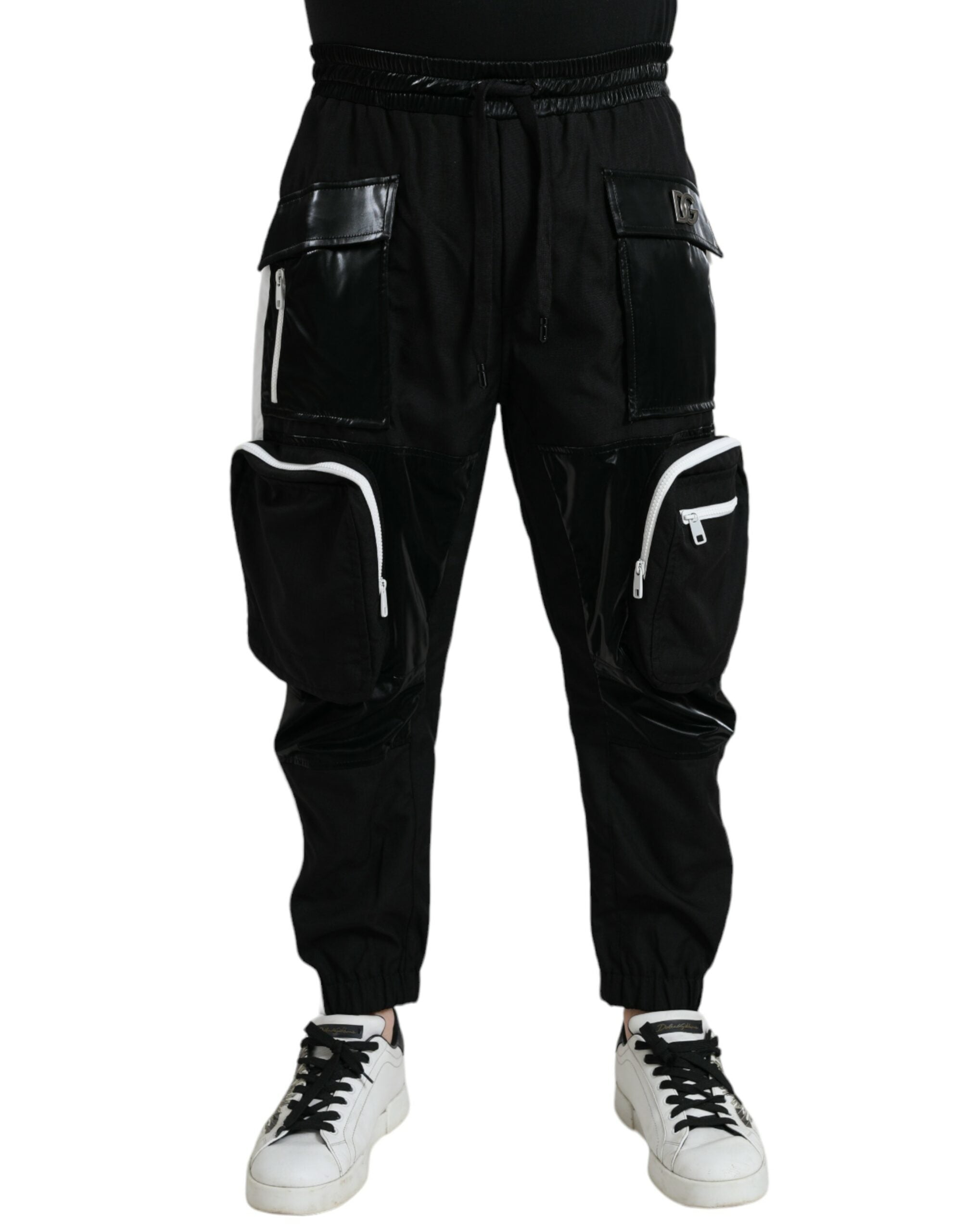 Nylon Cargo Joggers — Black