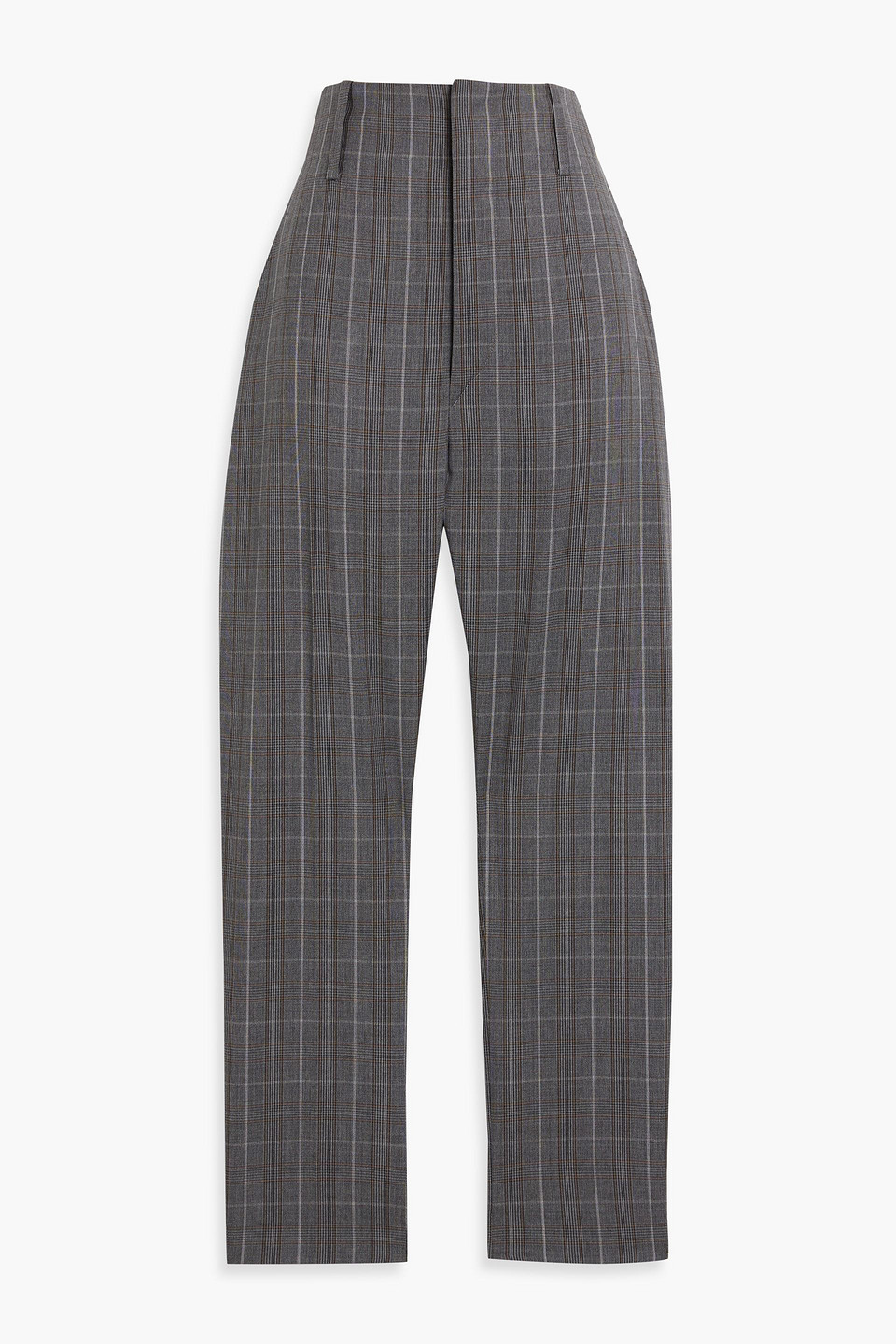 Noah cropped Prince of Wales checked wool tapered pants - Gray - FR 42