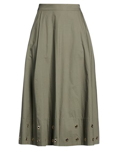Woman Midi skirt Military green Size 6 Cotton