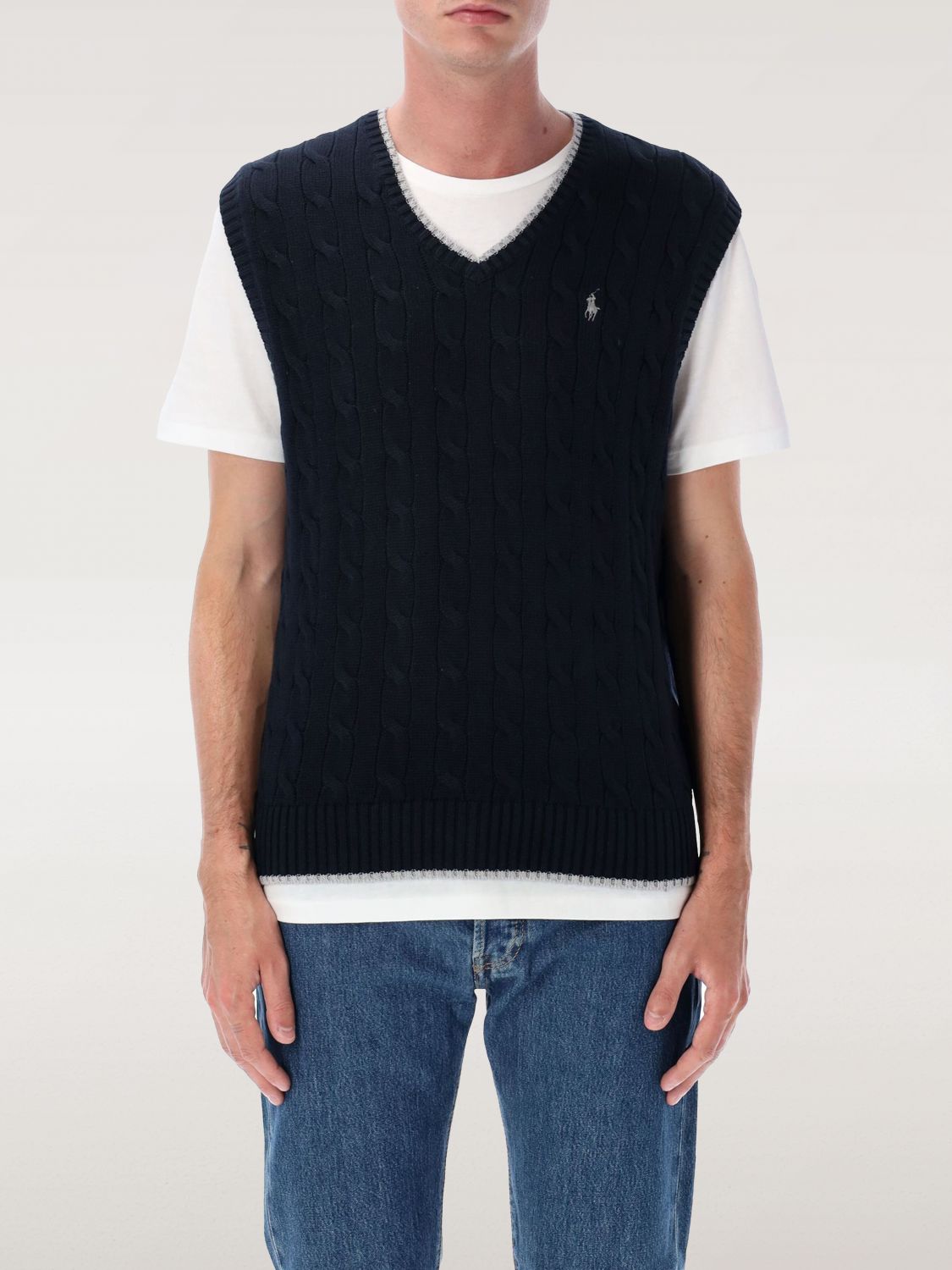 Cable-knit vest - Blue
