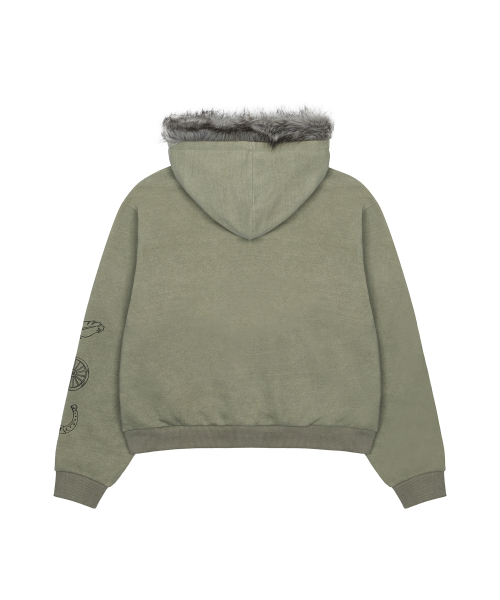 L21 SNOW FUR HOOD ZIP-UP