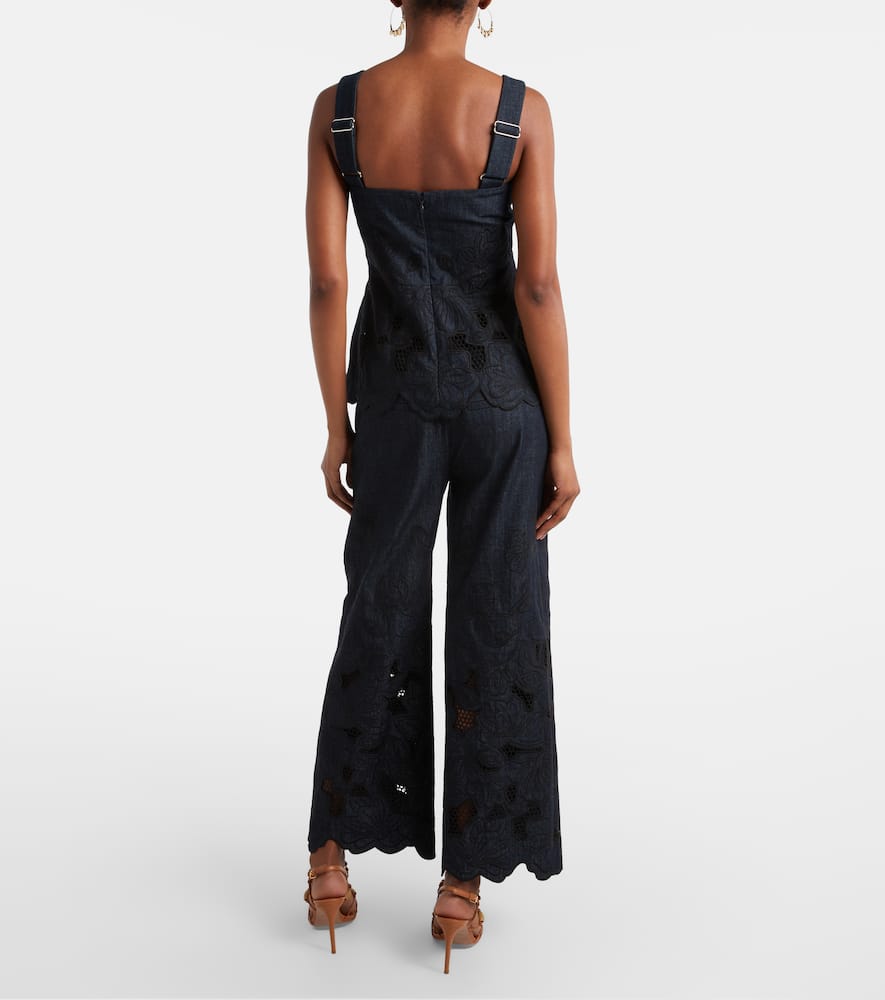 Osborne cotton chambray wide-leg pants