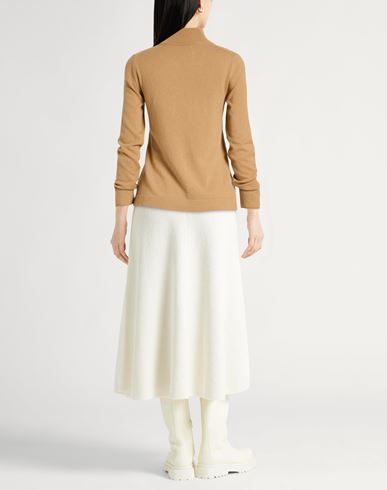 Woman Turtleneck Sand Size 4 Virgin Wool, Viscose, Cashmere