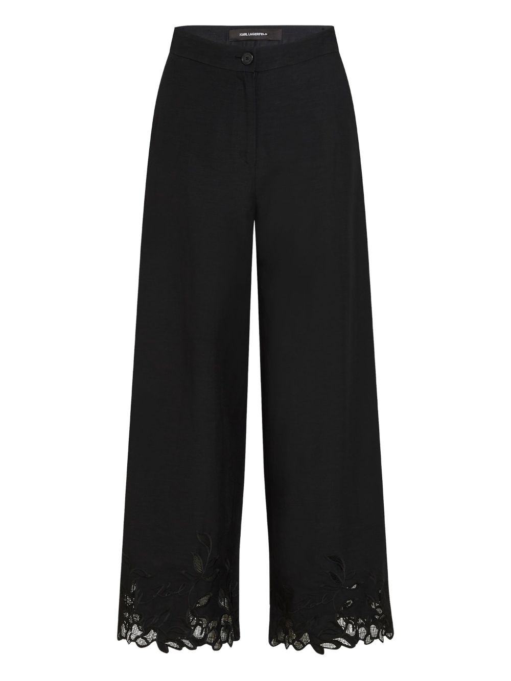 Lace-hem trousers - Black
