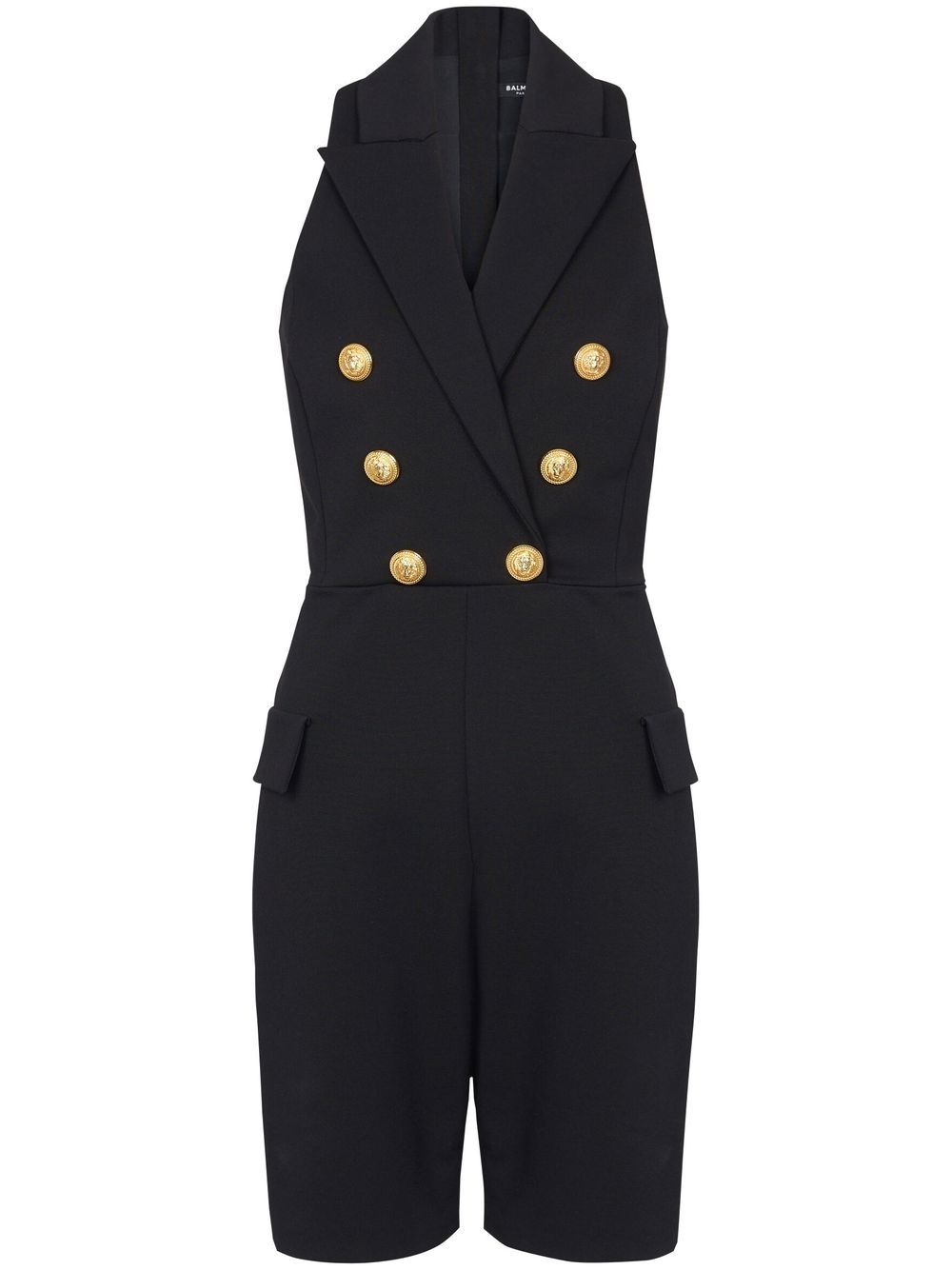 Peak-lapels double-breasted playsuit - Black