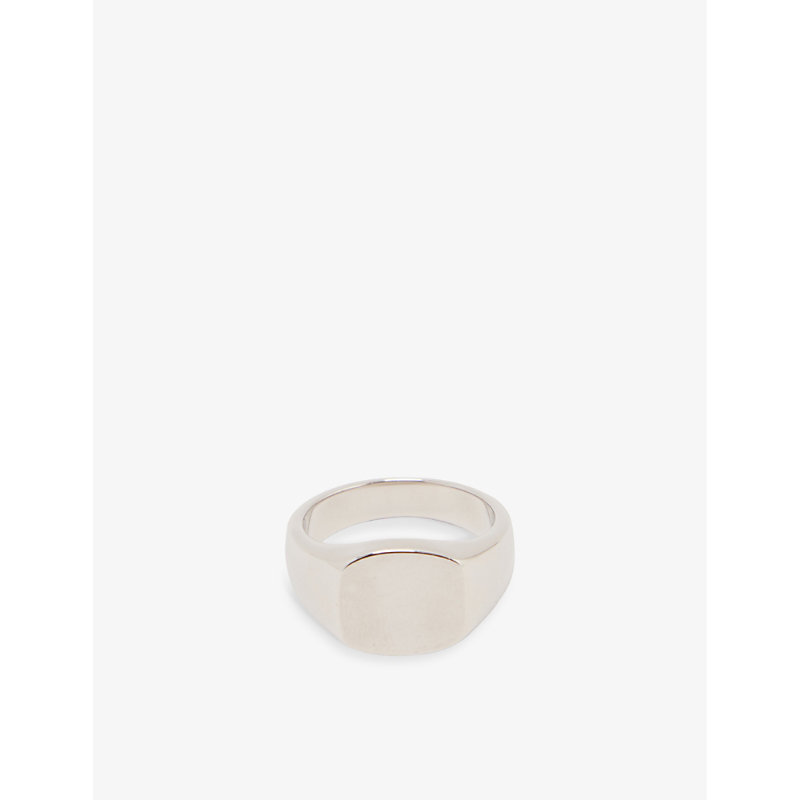 Mens Signet Polished Sterling-Silver Ring