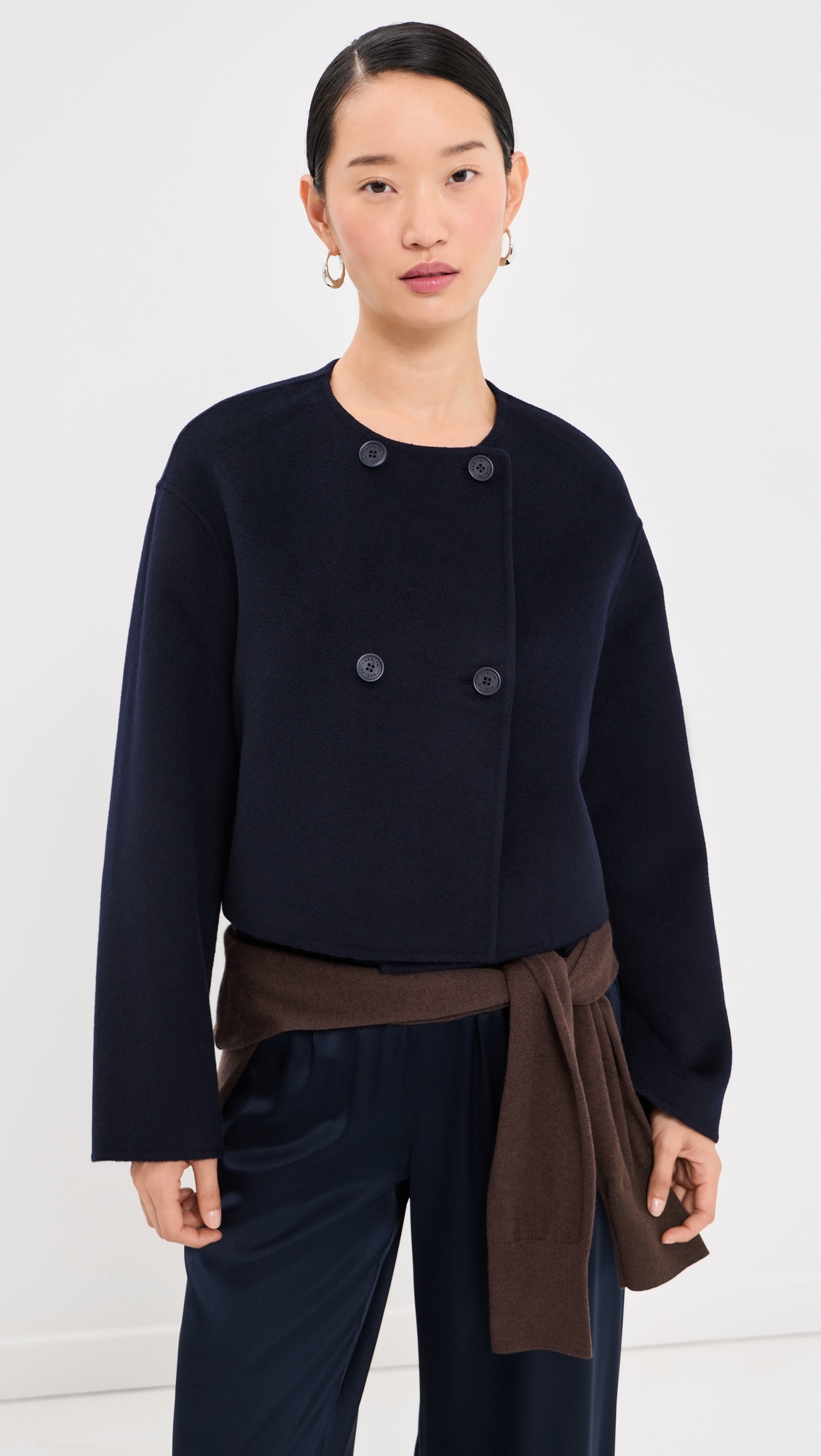 Floren Cropped Double Breasted Jacket Midnight Navy