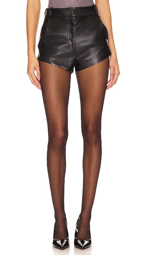 Amanda Uprichard X Revolve Kelso Faux Leather Shorts in Black. - XS also in S, M