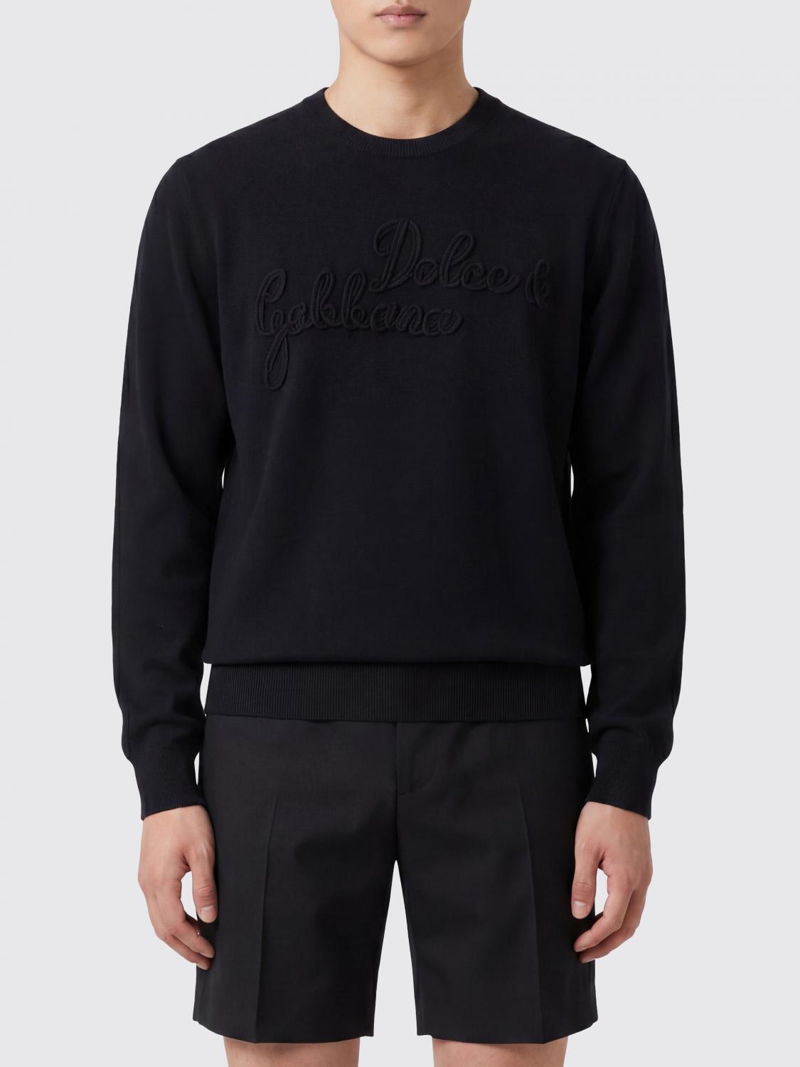 Black Pure Virgin Wool Crew-Neck Jumper with Lettering Logo