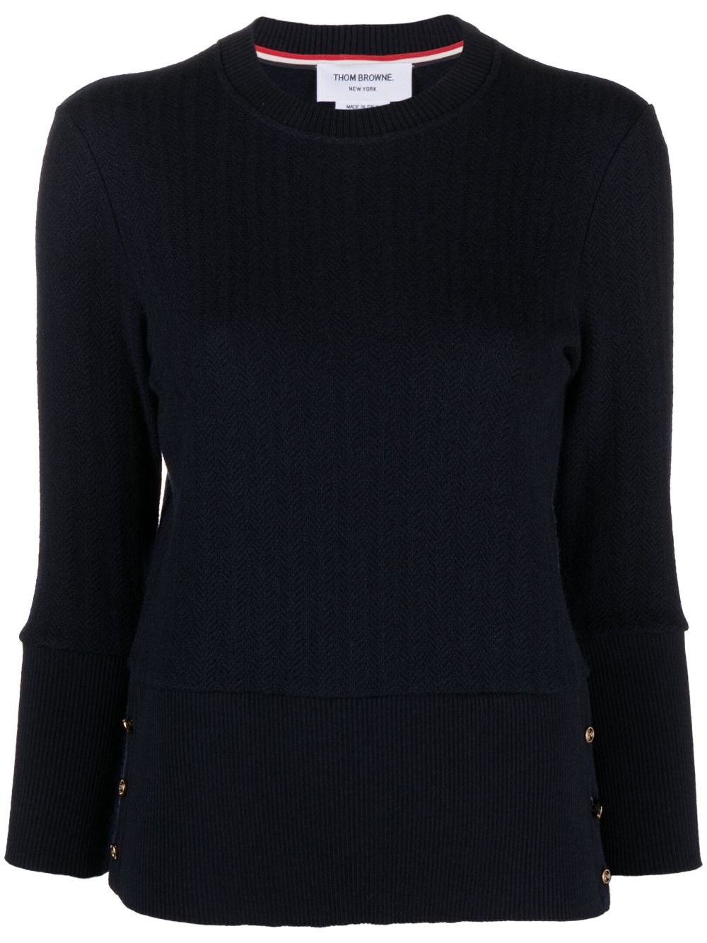 Chevron-knit virgin-wool sweater - 415 NAVY