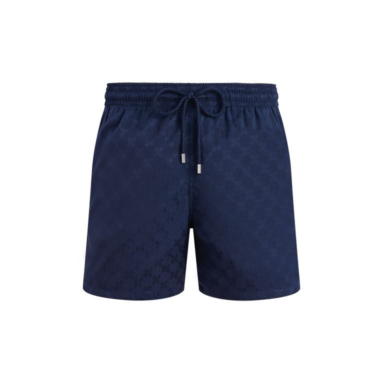 Men Swim Shorts Turtle Monogram Jacquard - Swimming Trunk - Moopea - Blue