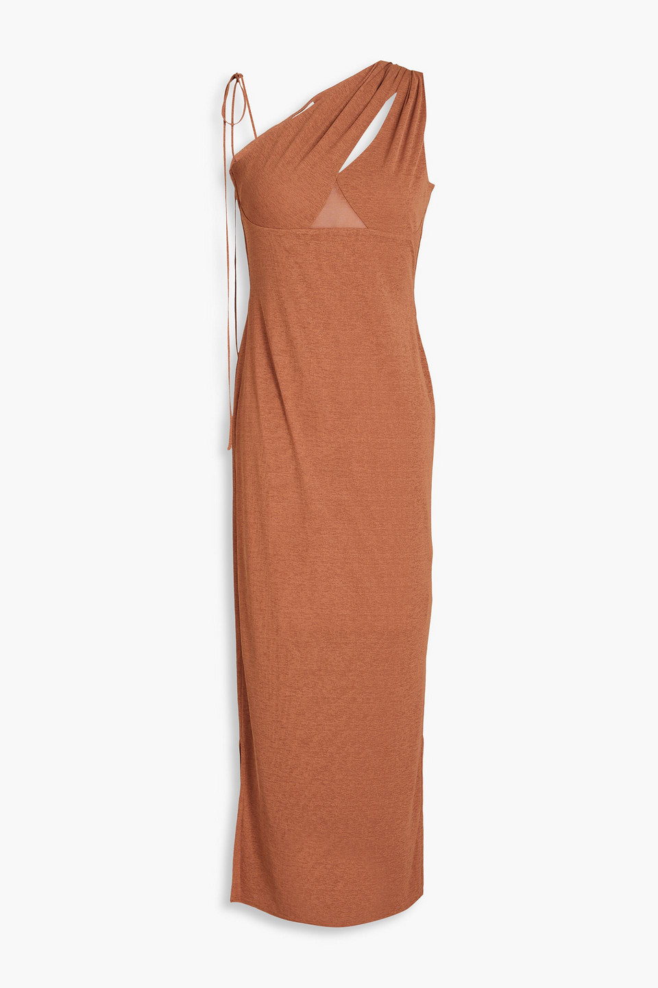 One-shoulder cutout jersey midi dress