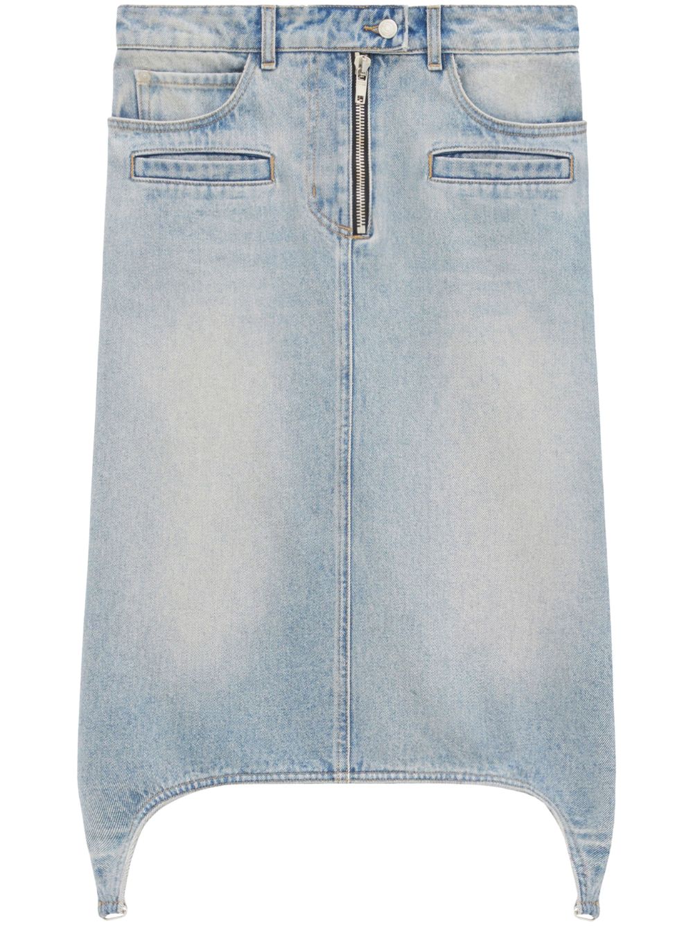 Suspenders denim midi-skirt - Blue