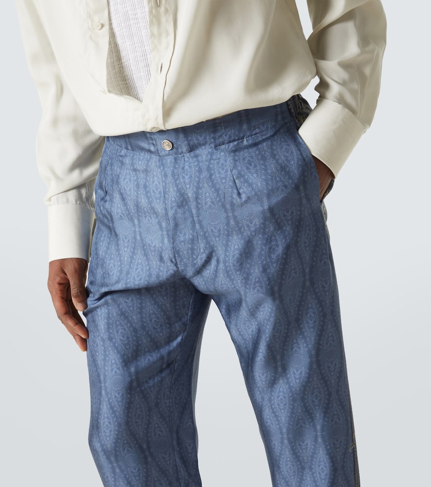 Paisley silk wide-leg pants