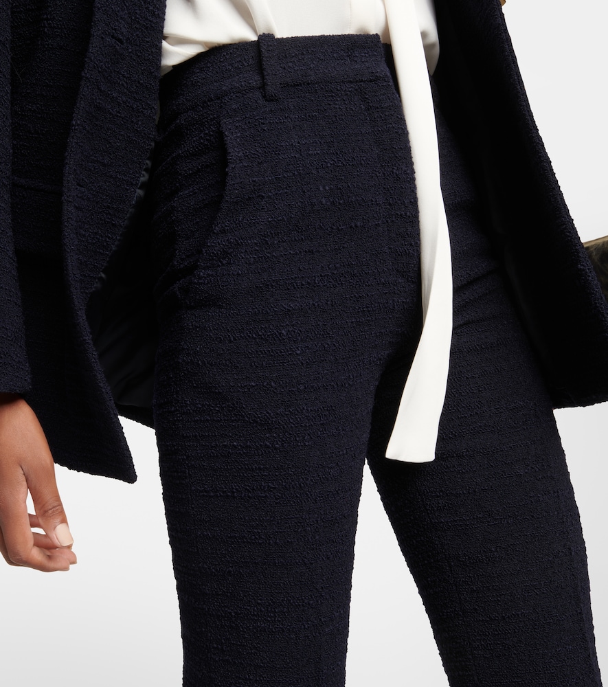 Wool-blend tweed straight pants