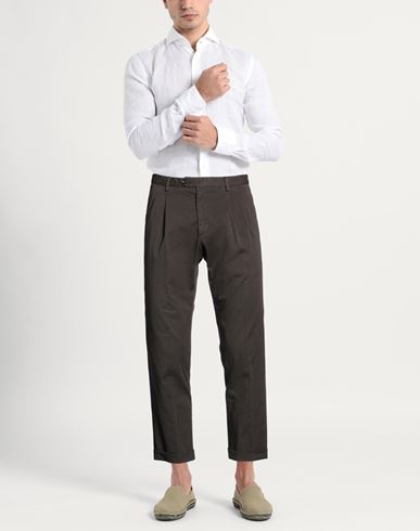 Man Pants Dark brown Size 30 Cotton, Elastane