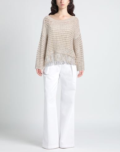 Woman Sweater Beige Size 10 Linen, Mohair wool, Cotton, Polyester