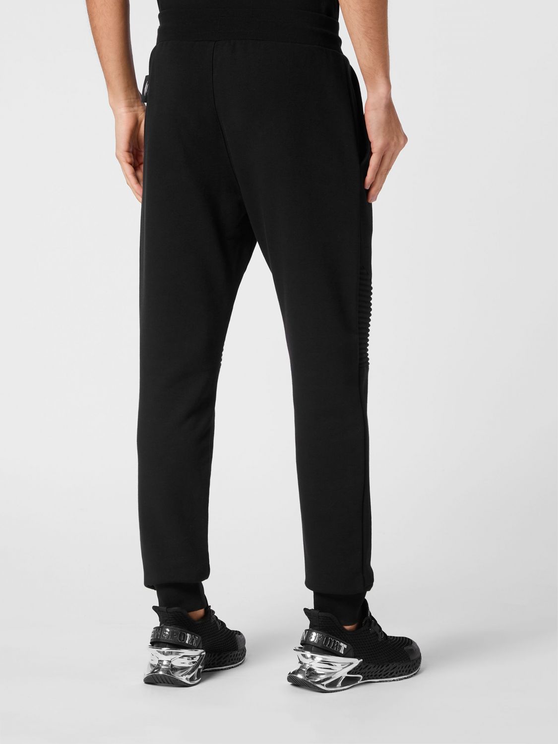Ribbed panelling track pants - Black