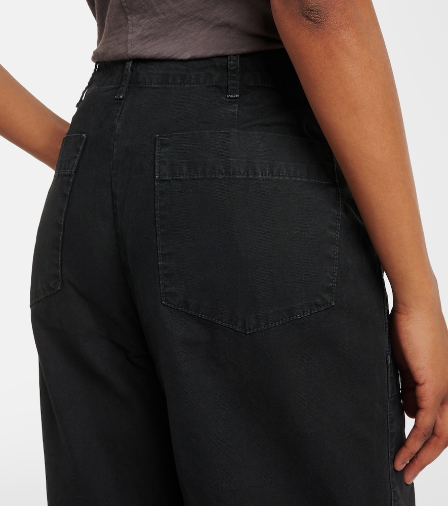 Mid-rise cotton canvas wide-leg pants