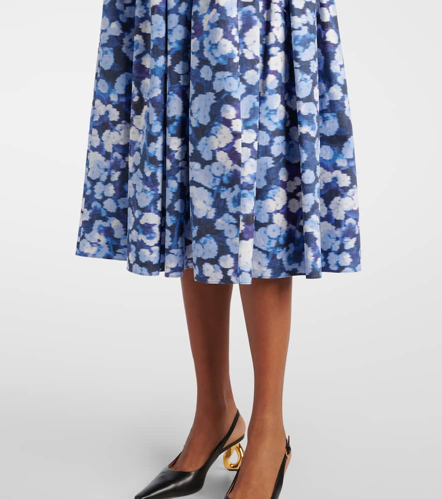 Floral-appliqué ruffled cotton cocktail dress