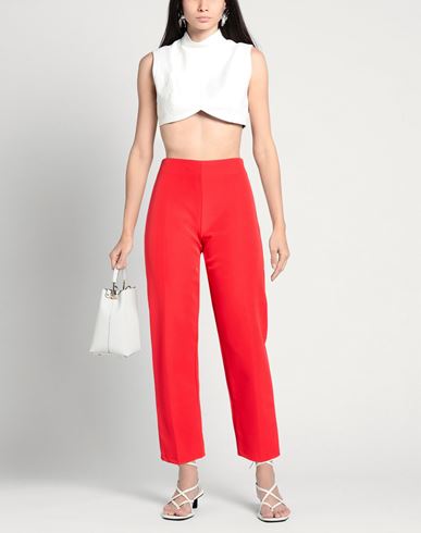 B. yu Woman Pants Tomato red Size M Polyester, Elastane