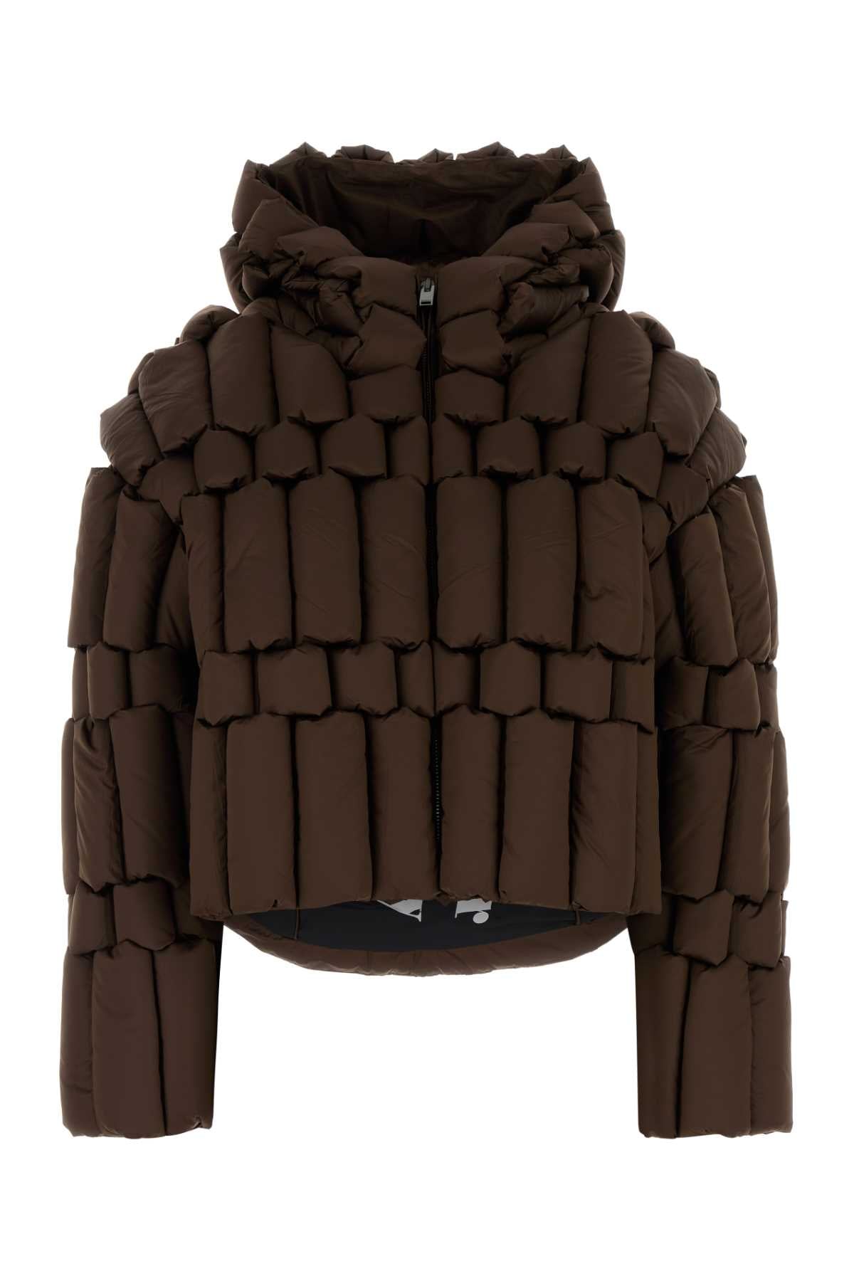 Quilted Down Down Jacket — Brown
