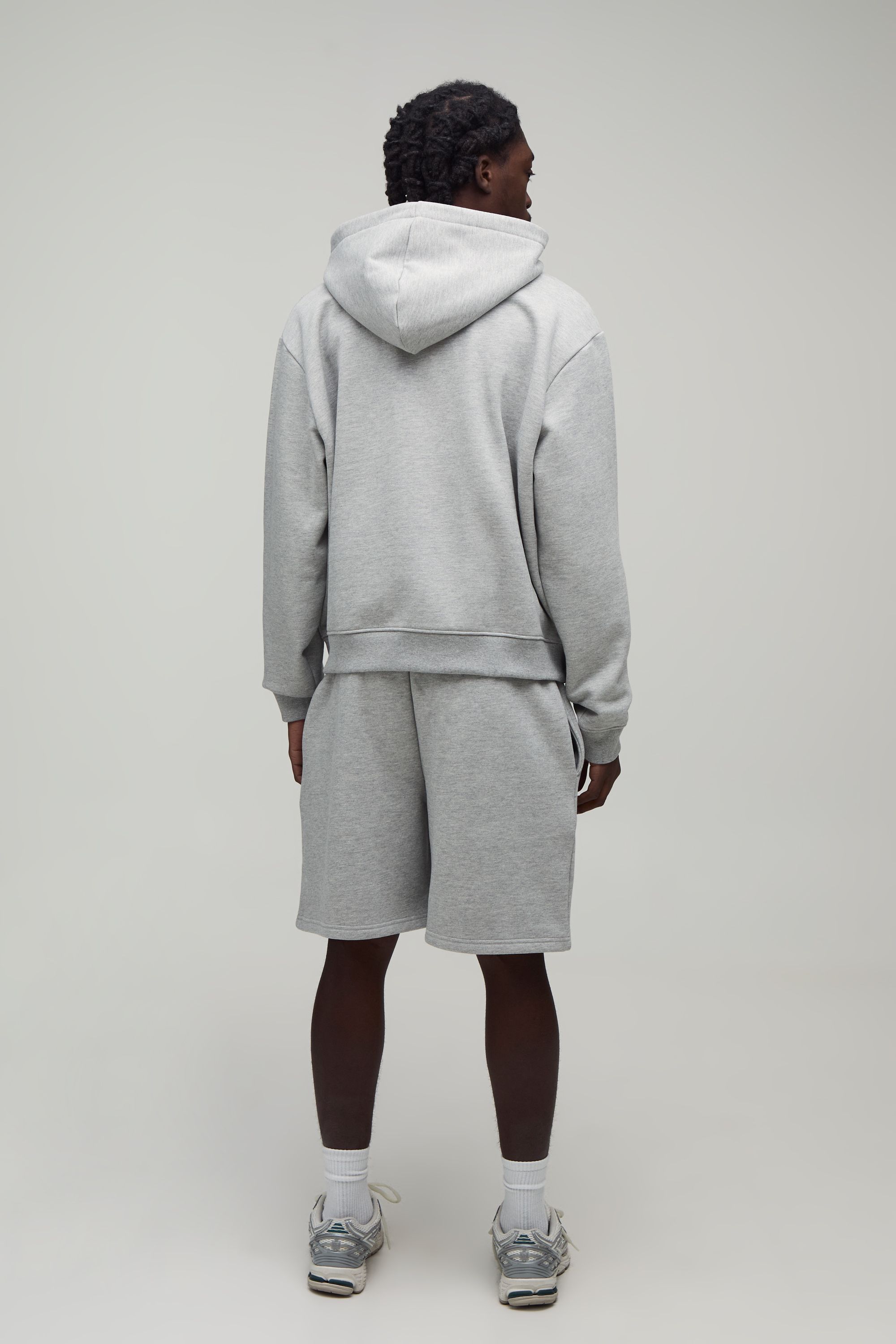 BoohooMAN Mens Heavyweight Embroidered Baggy Short - Grey Cotton - Sma