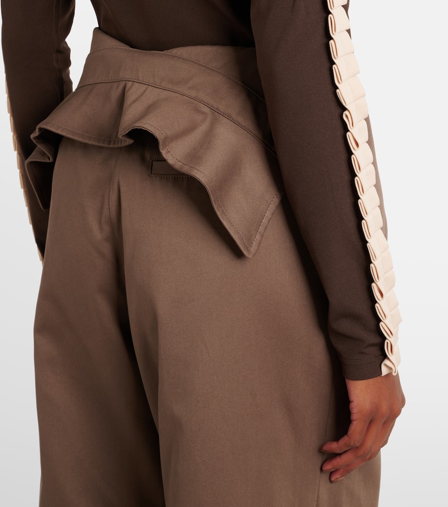 Cotton twill wide-leg pants
